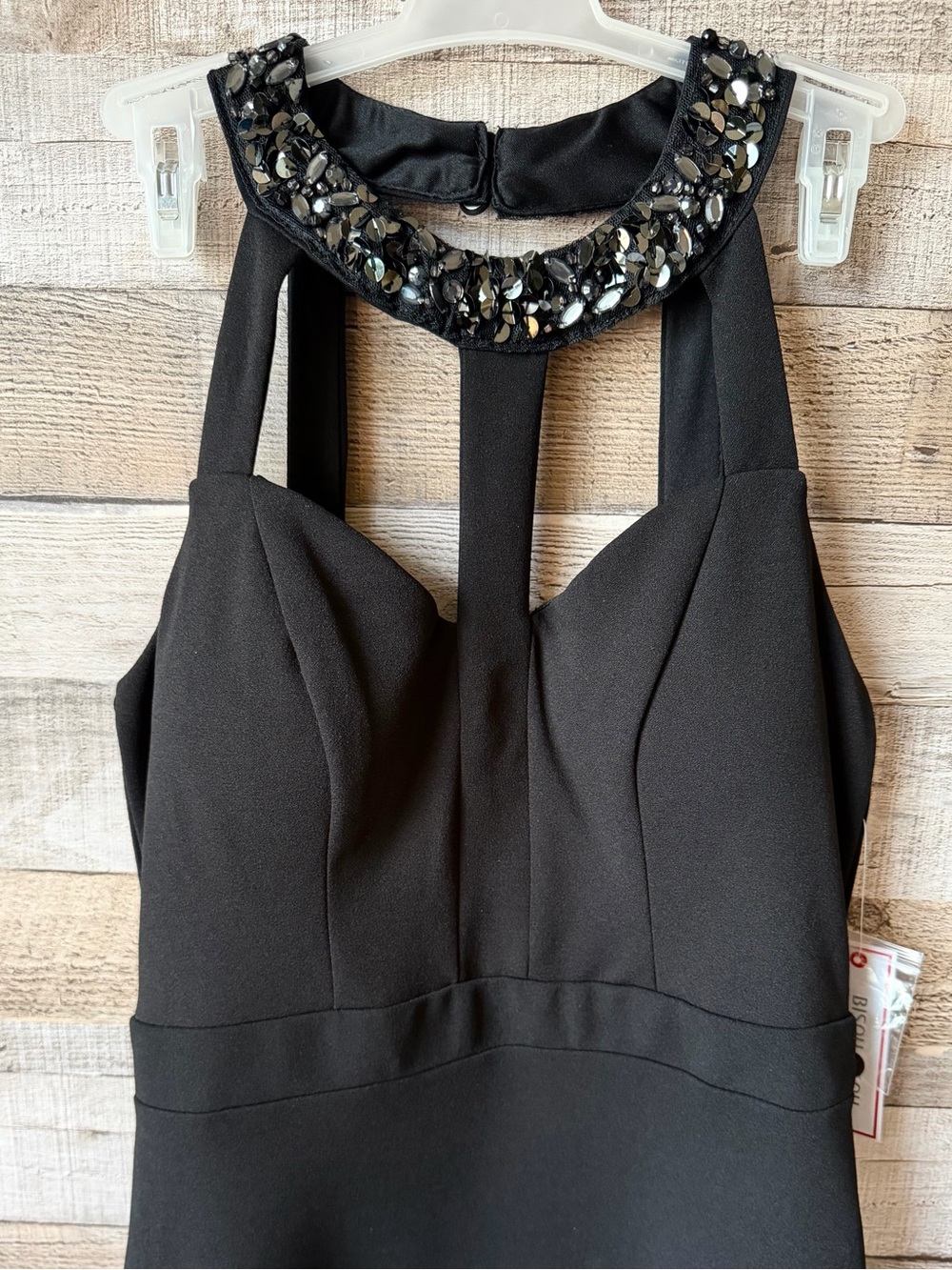 Bisou Bisou Black Beaded Halter Open Back Tulip Hem Cocktail Party Dress NWT Sz4 - Picture 10 of 16